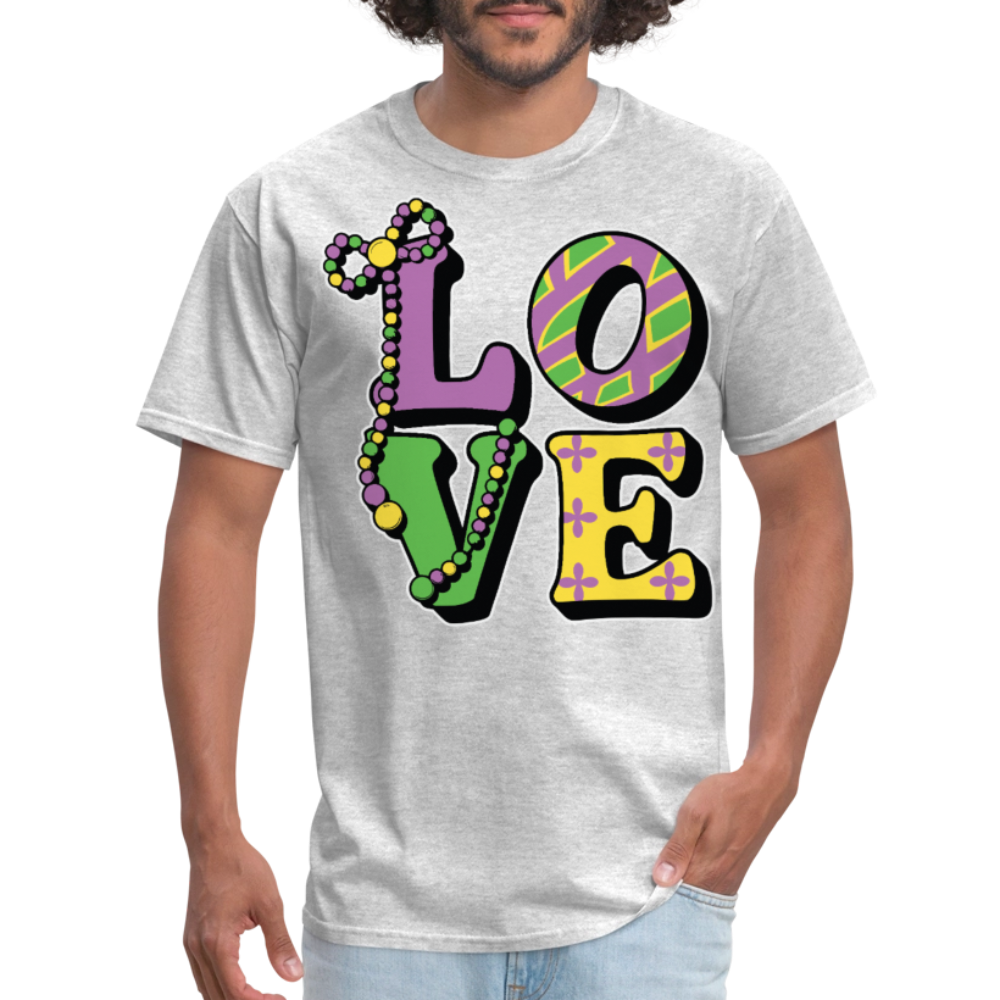 Mardi Gras Love Tee For Men Women New Orleans Festival T-shirt - heather gray