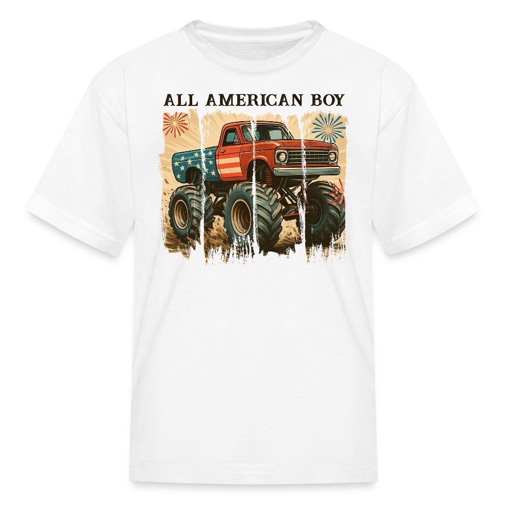 All American Boy Monster Truck Kids' T-Shirt - white