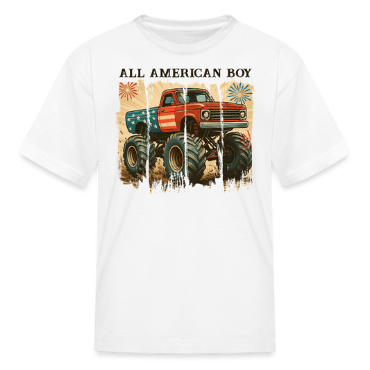 All American Boy Monster Truck Kids' T-Shirt - white