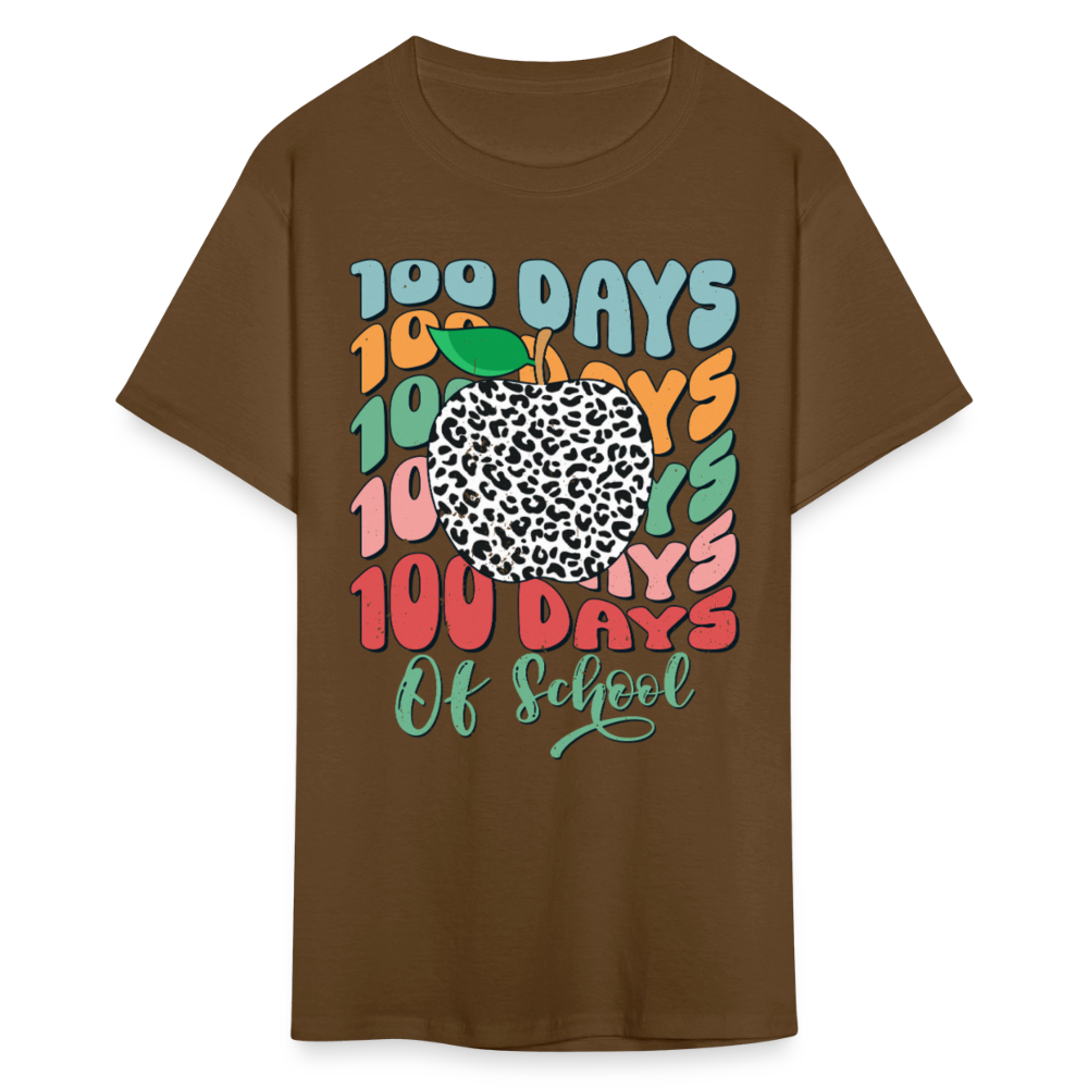 Leopard Print 100 Days of School Tee 100th-day Celebration T-shirt - brown