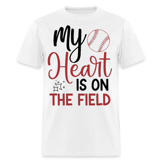 My Heart Is On The Baseball Field T-shirt - white