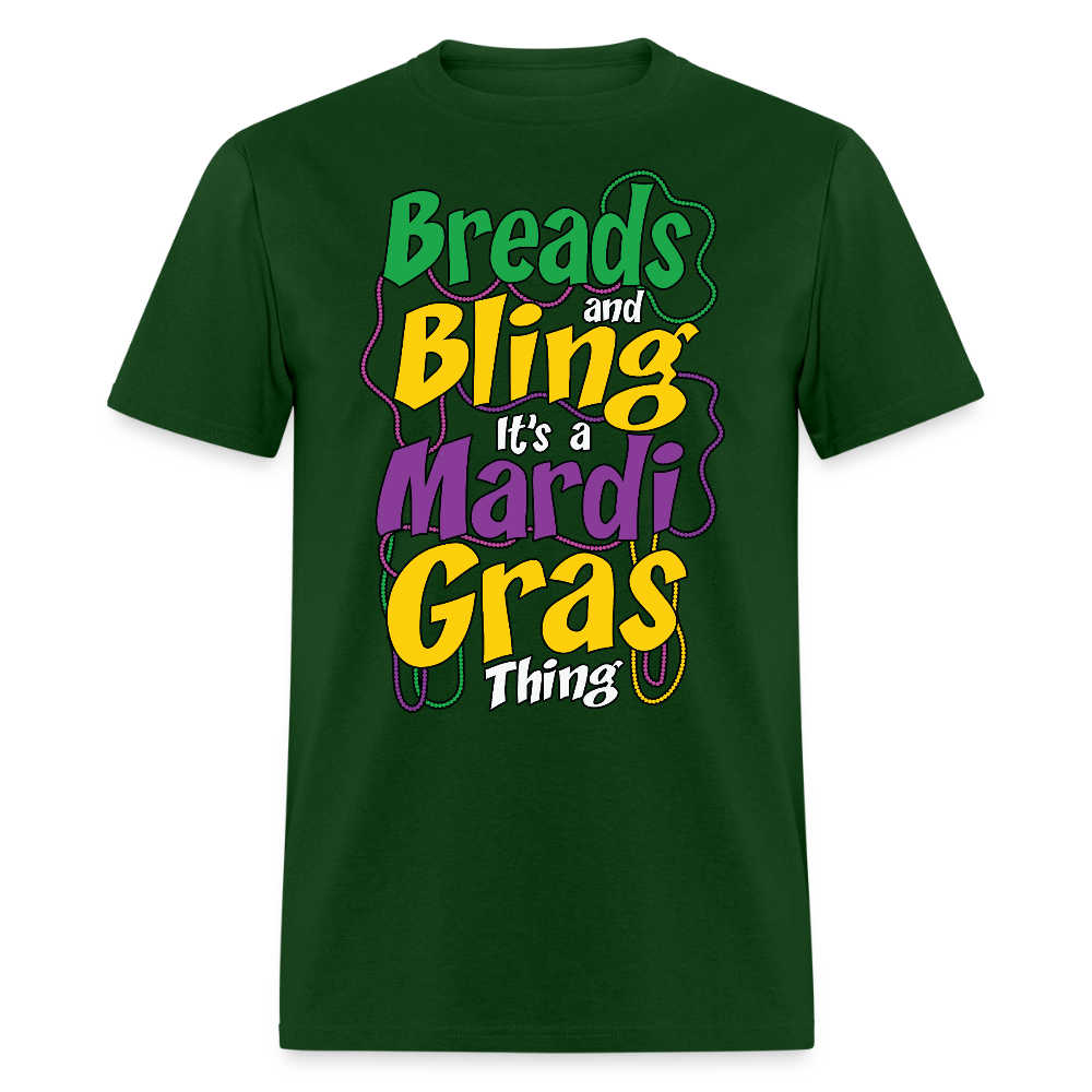 Beads And Bling Mardi Gras Colorful Festive T-shirt - forest green