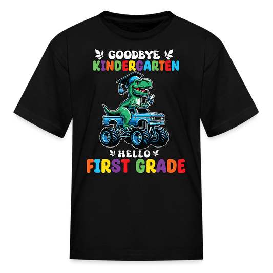 Goodbye Kindergarten Hello First Grade Dinosaur T-Shirt - black