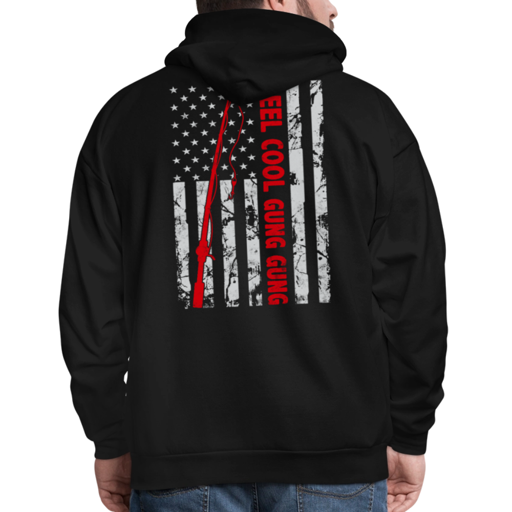 Reel Cool Gung Gung Funny Patriotic Fishing Hoodie - black