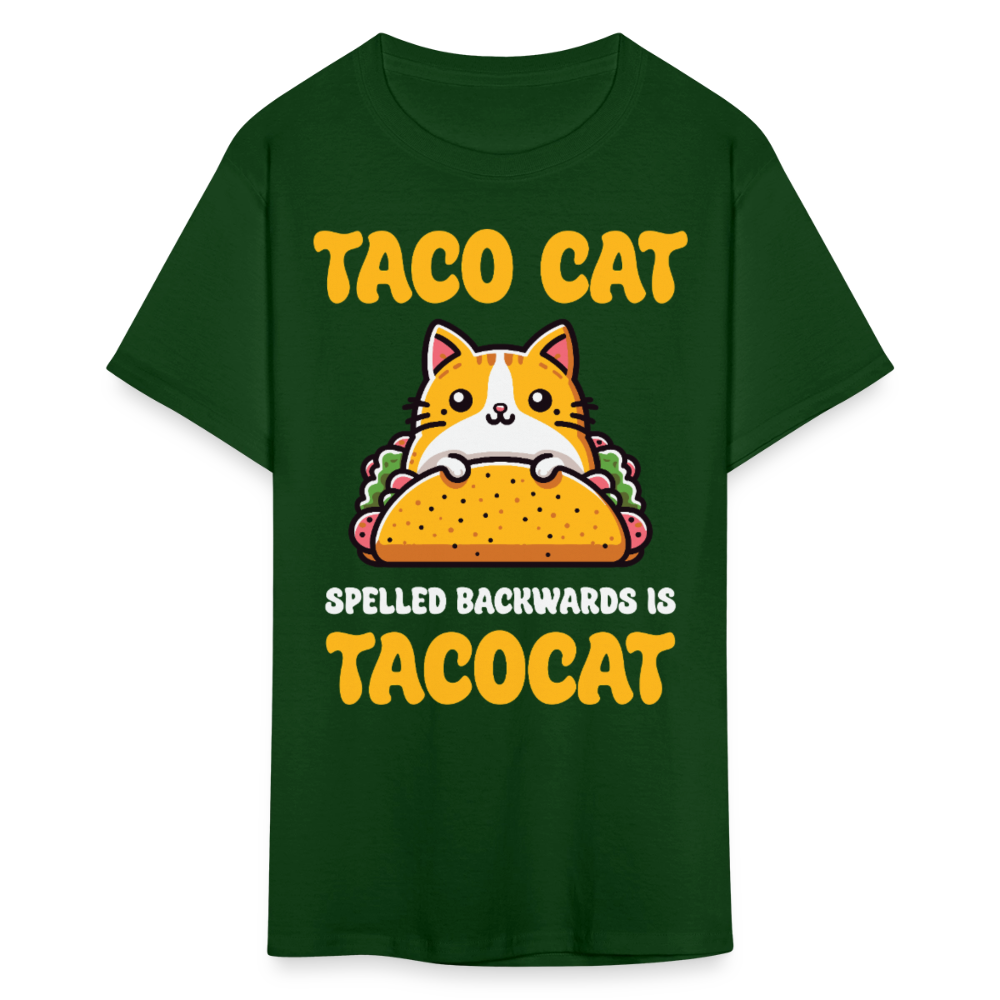 Cute Taco Cat Graphic Tee For Cat Lovers Funny Palindrome T-shirt - forest green