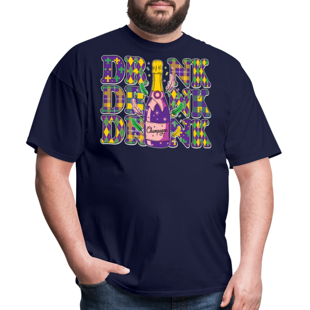 Carnival Party Wear Funny Mardi Gras Champagne Party T-shirt - navy