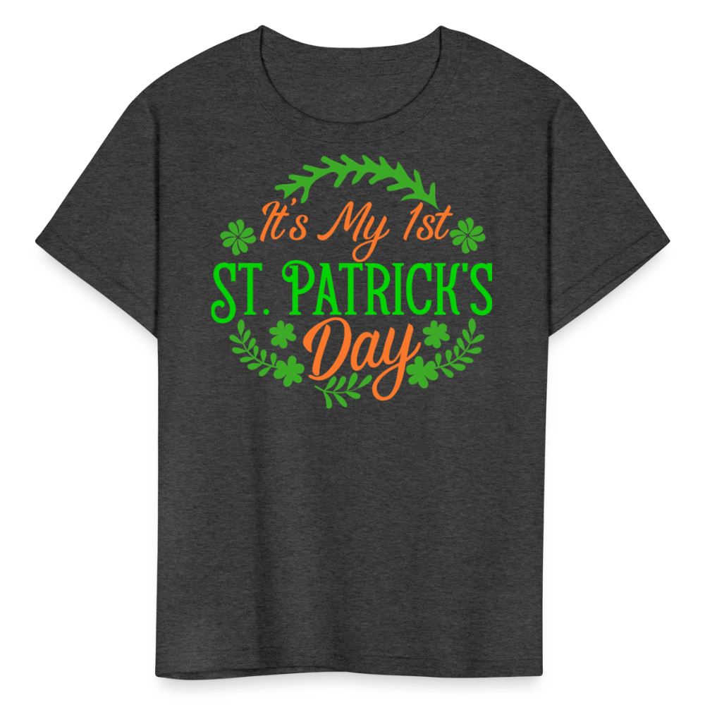 First St Patrick’s Day Baby Outfit Kids T-shirt - heather black