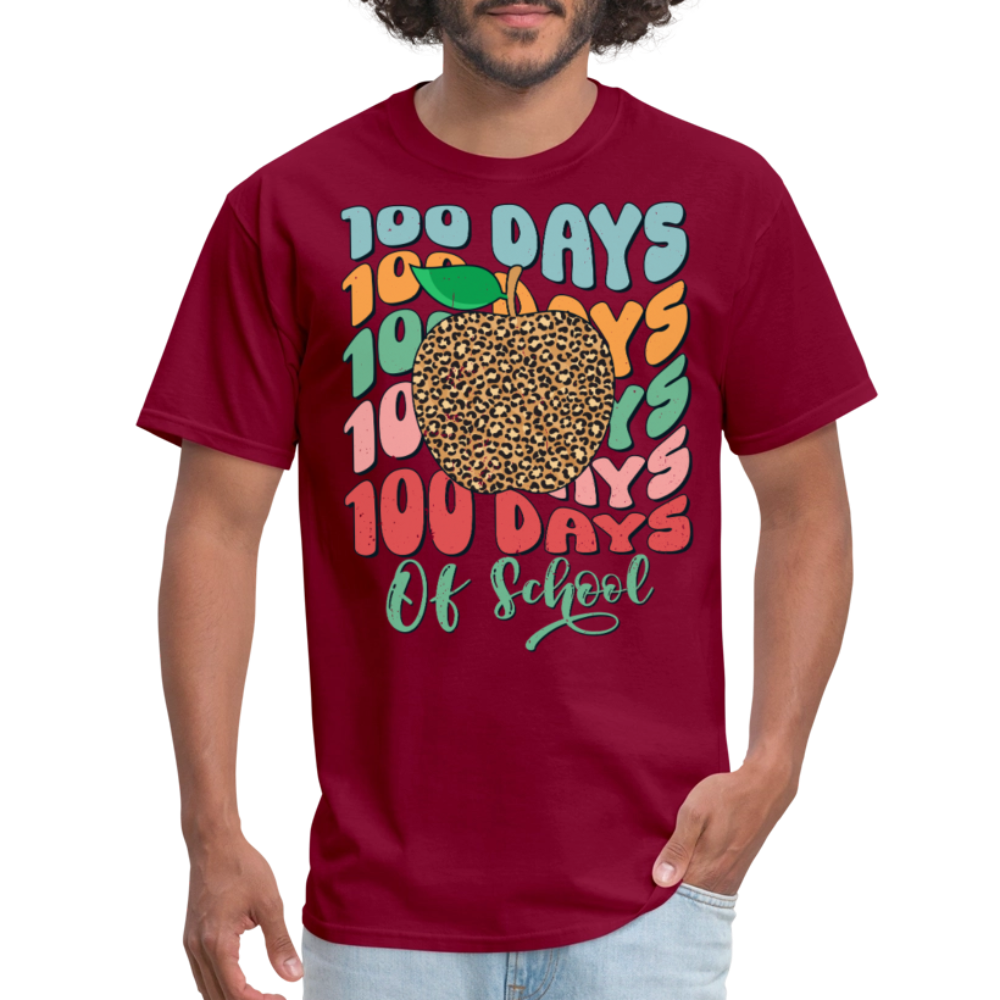 Leopard print 100 Days Of School Teacher Appreciation Gifts T-shirt - burgundy