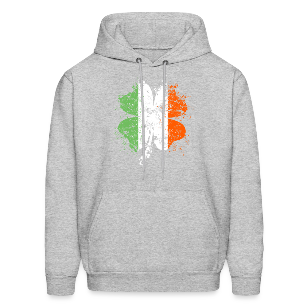 Irish Distressed Shamrock ST Patrick's Day Men's Hoodie - heather gray