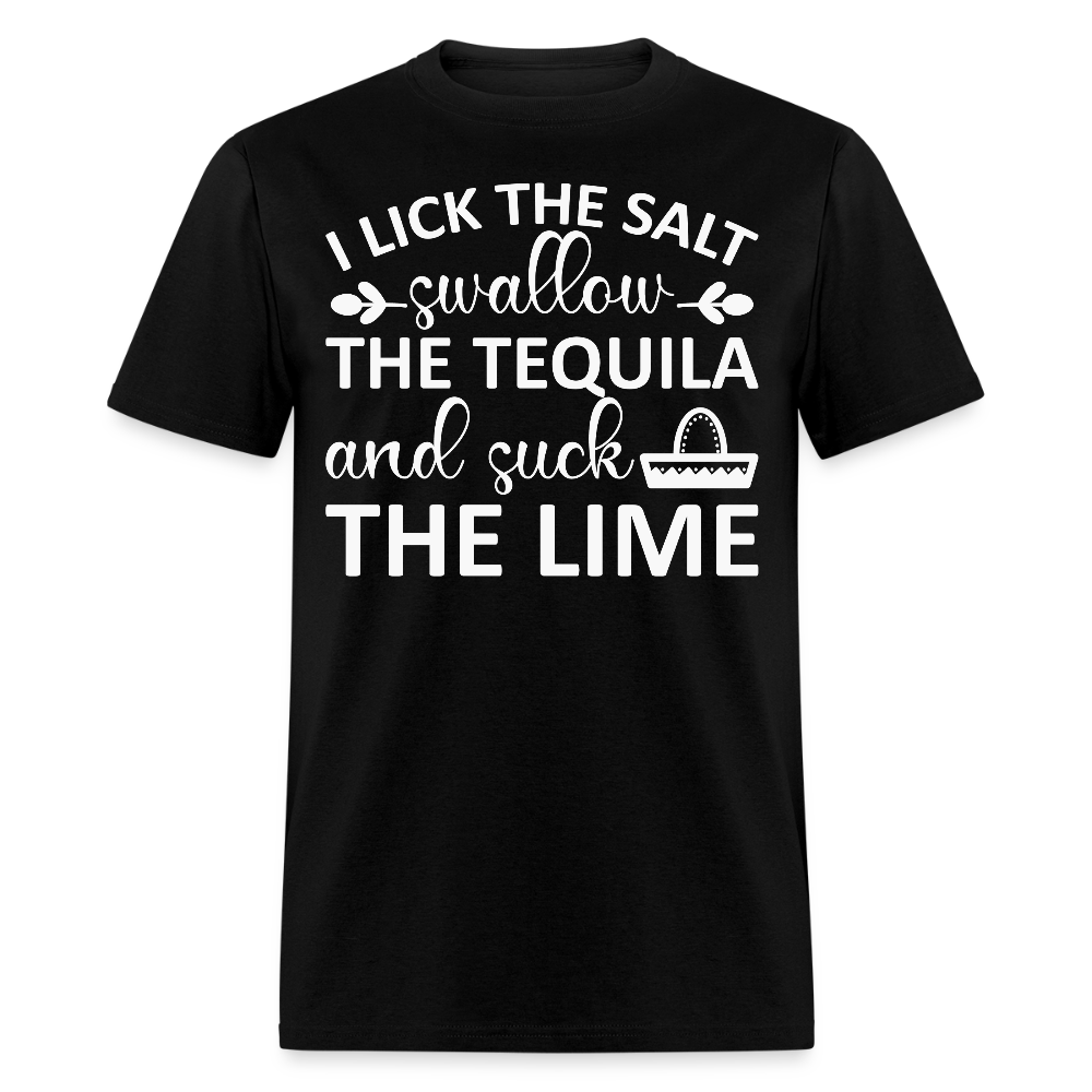 Swallow Tequila Suck Lime Funny Tee Salt Tequila Lime Drinking T-shirt - black