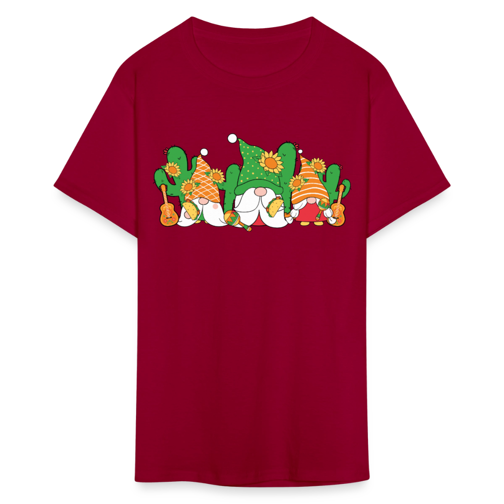 Gnome Lover Gift Ideas Mexican Fiesta Gnome T-shirt - dark red