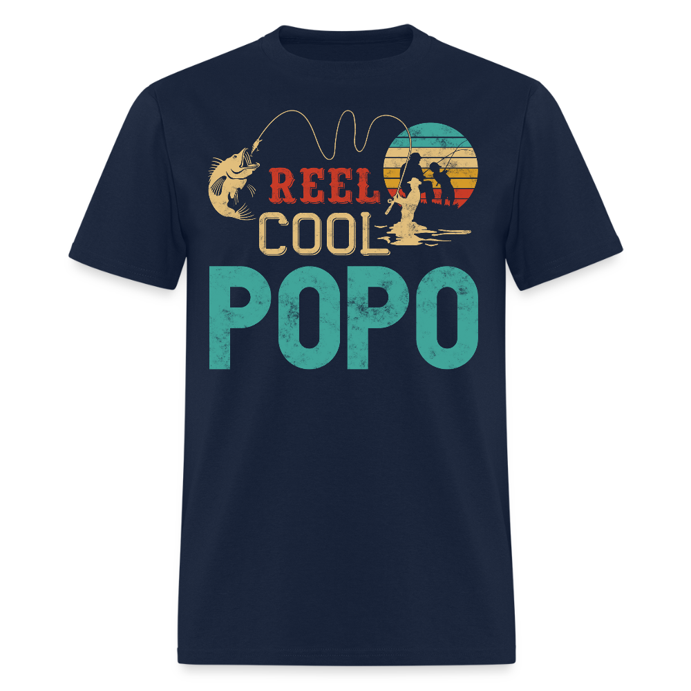 Reel Cool Popo Fathers Day Gift For Police Officer T-Shirt - navy