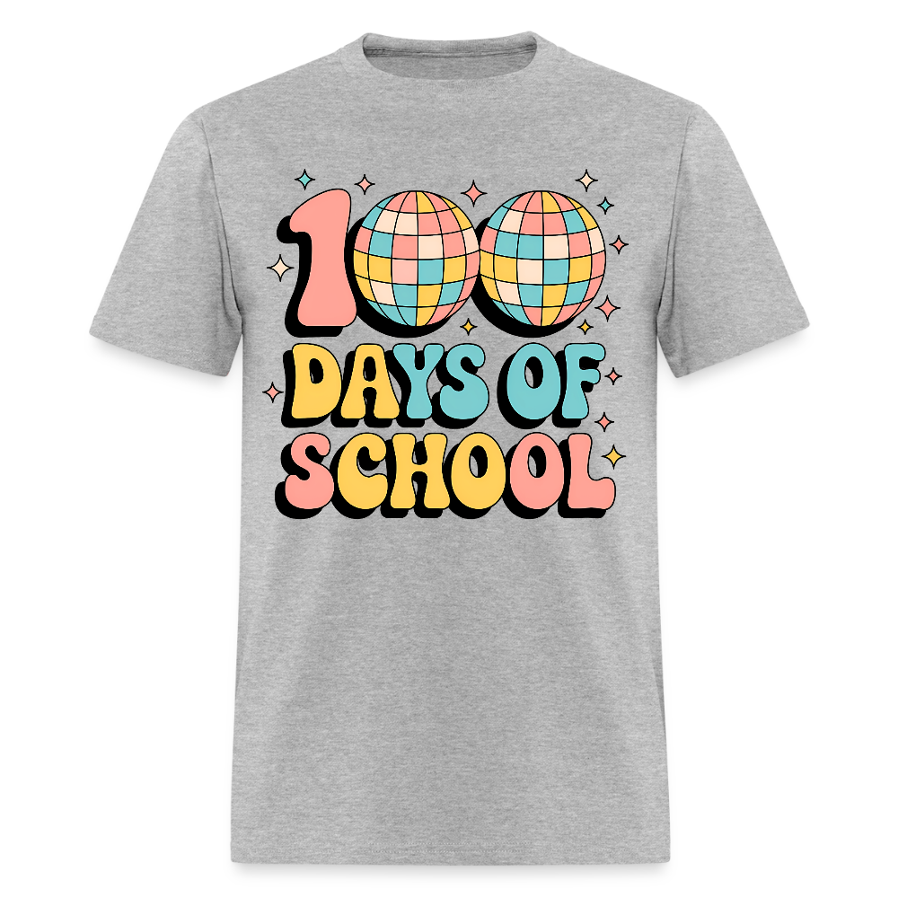 100 Days Of School Tee  For Teachers Funny Disco Theme T-shirt - heather gray