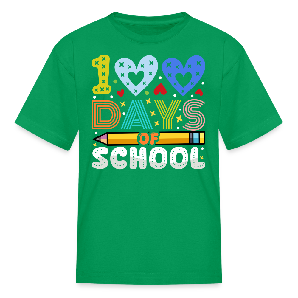 Kindergarten 100 Days Of School Shirt Students Appreciation Gifts T-Shirt - kelly green