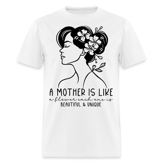 Women's Floral Design Tee Beautiful & Unique Mom T-shirt - white