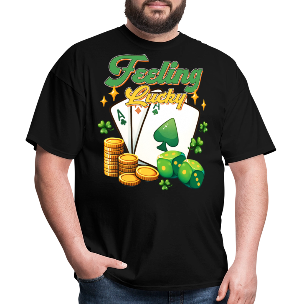 Feeling Lucky Poker Design Gamblers T-shirt - black