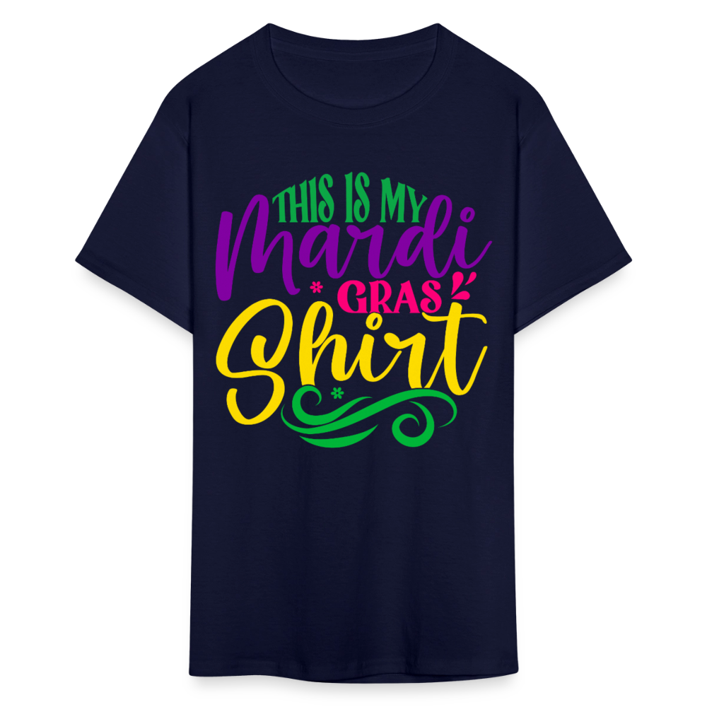 Colorful Mardi Gras T-shirt for Fat Tuesday - navy