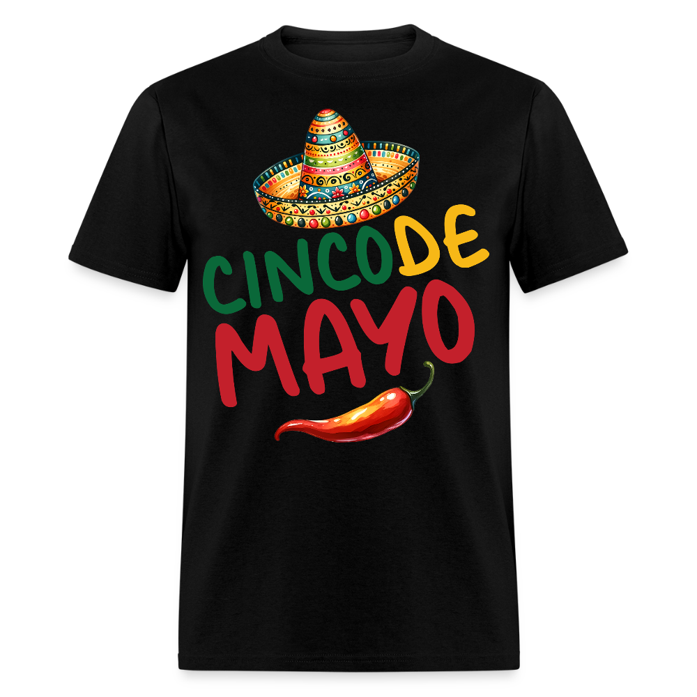 Mexican Sombrero And Chili Pepper Tee Cinco de Mayo Party T-shirt - black