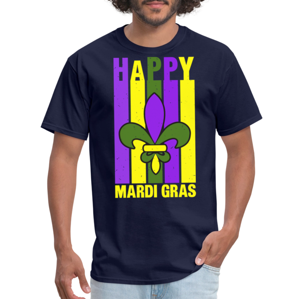 Happy Mardi Gras Graphic Tee Funny and Festive Mardi Gras T-Shirt - navy