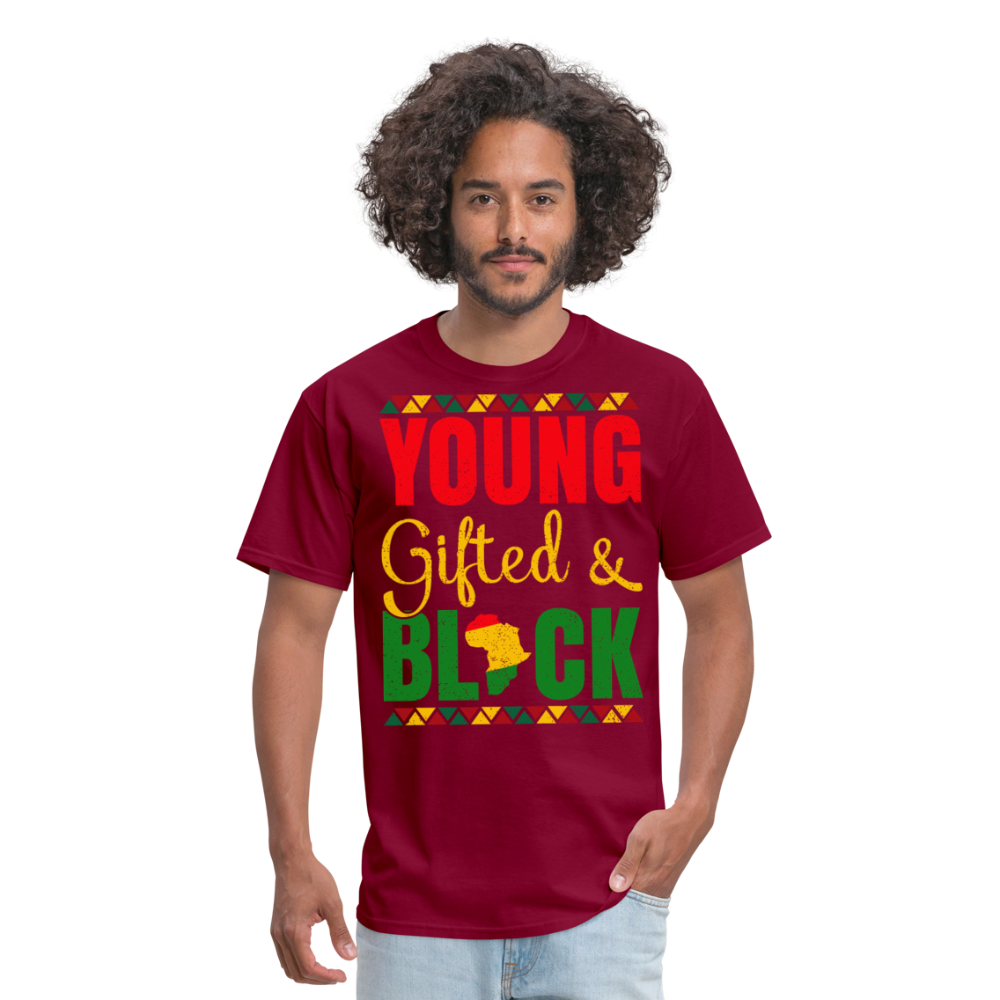 African Heritage Tee Young Gifted and Black T-Shirt - burgundy