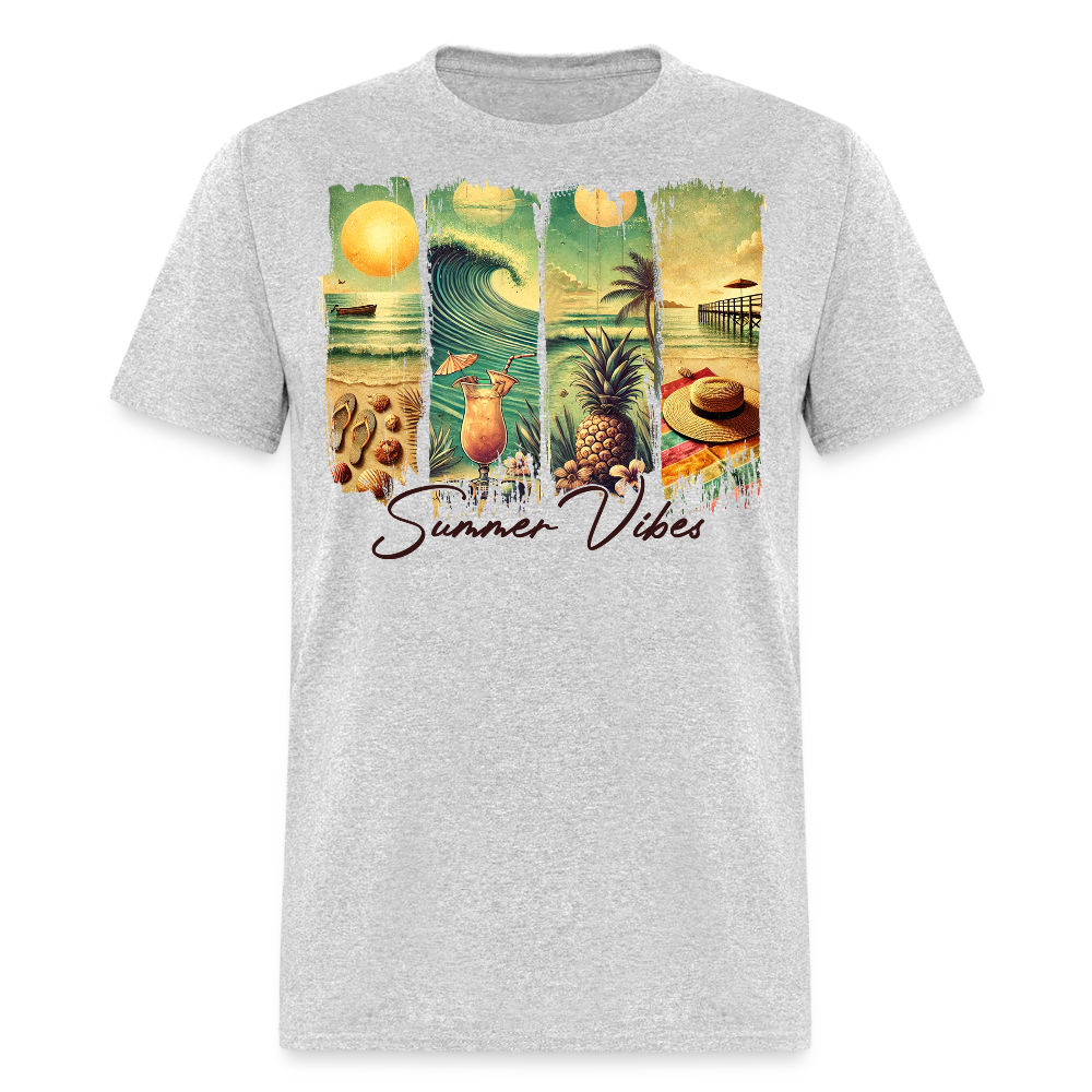 Vintage Summer Vibes Tropical Vacation T-shirt - heather gray