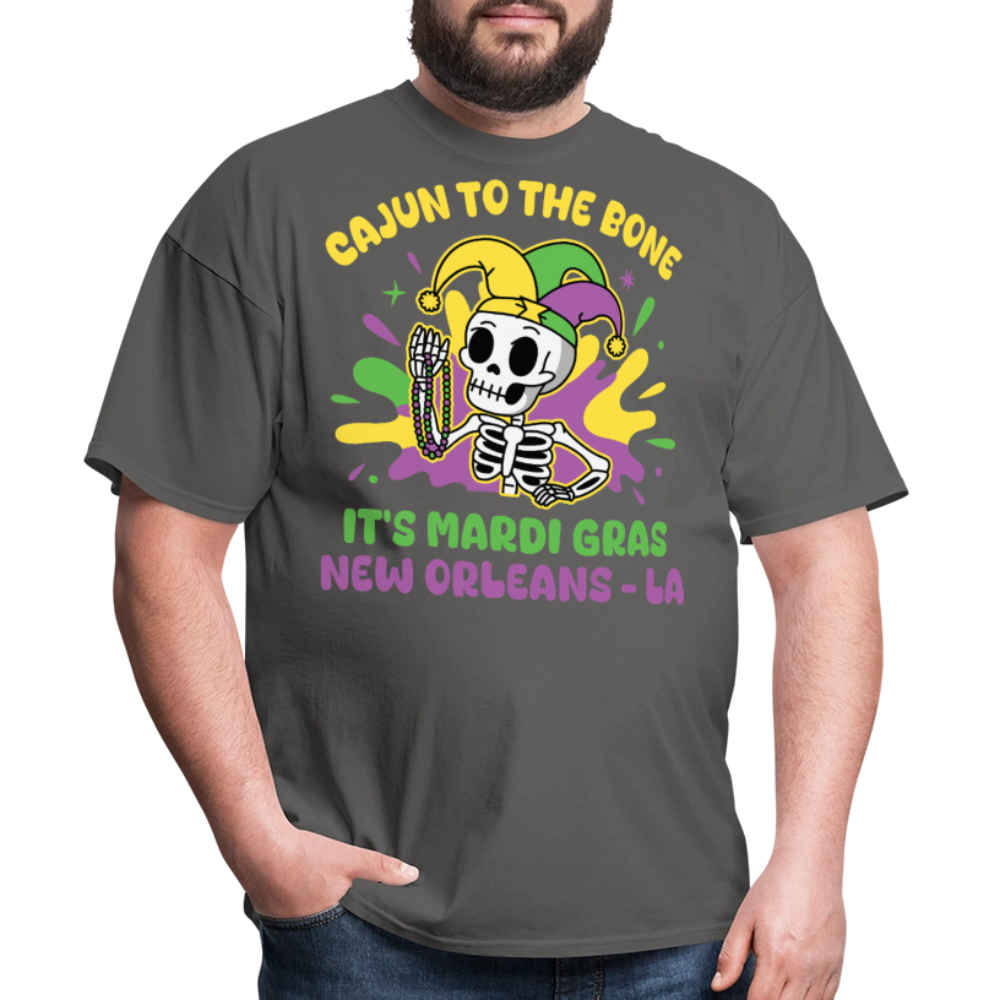 Mardi Gras Skeleton Tee For New Orleans Parade T-Shirt - charcoal