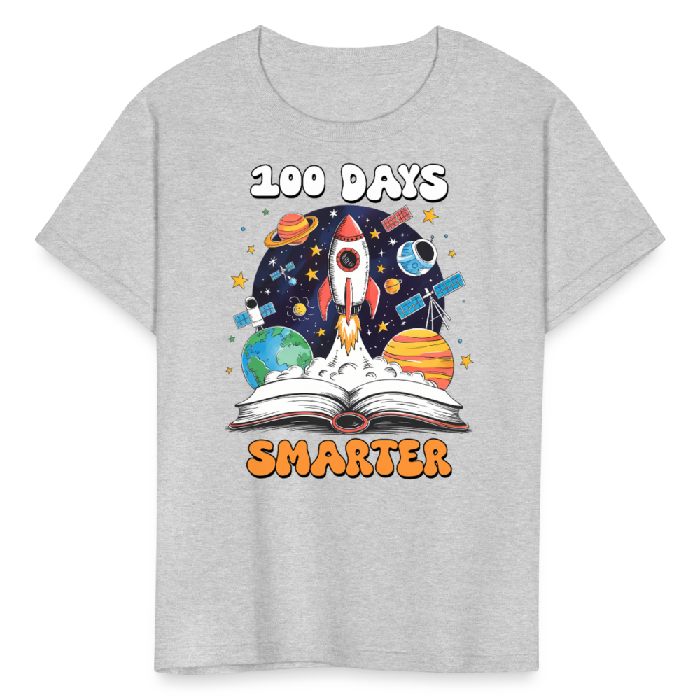 100 Days Smarter Space Themed STEM Learning Kids T-shirt - heather gray