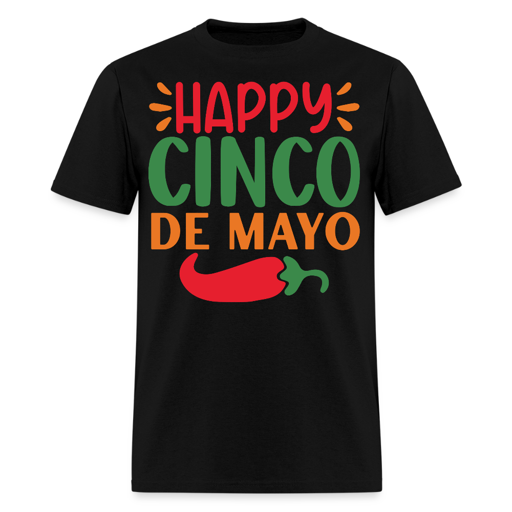 Colorful Happy Cinco de Mayo Fiesta T-shirt - black