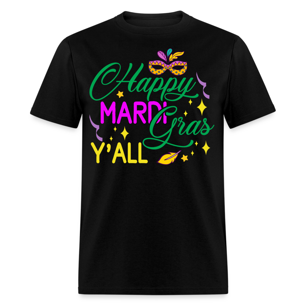 Louisiana Carnival Celebration Tee Happy Mardi Gras Y'all T-shirt - black