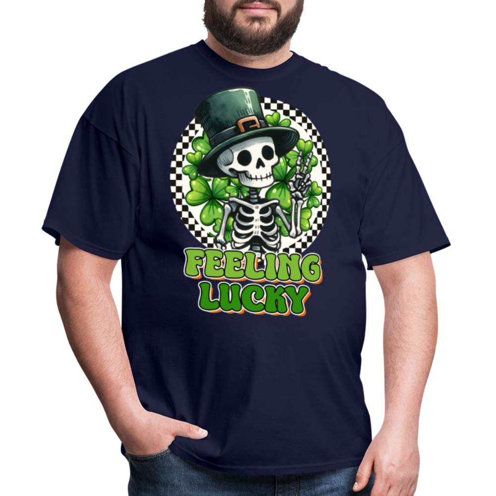 Feeling lucky St Patrick’s Day Skeleton T-shirt - navy