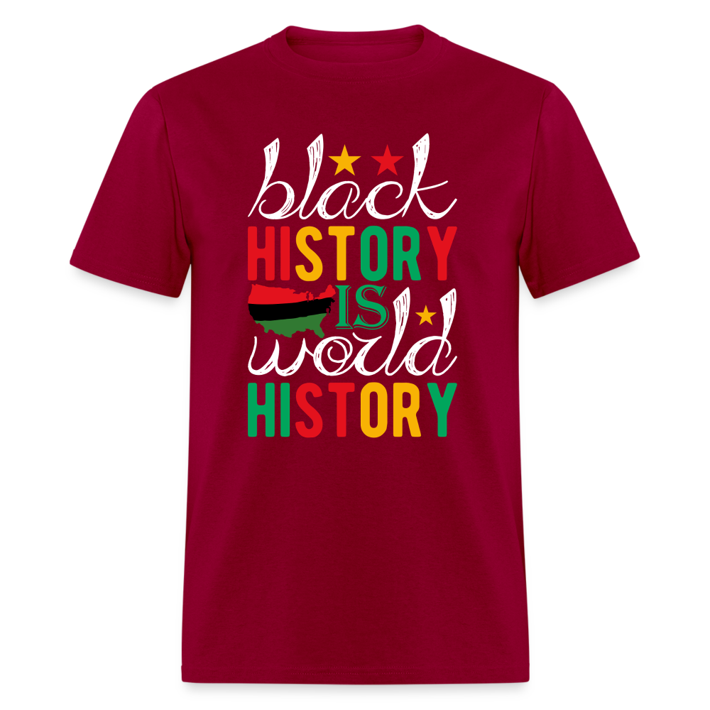 African American Heritage Tee Black History is World History T-shirt - dark red