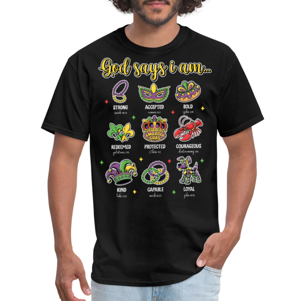 Religious Mardi Gras T-shirt With Bible Verses Christian Mardi Gras T-shirt - black