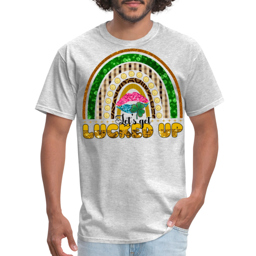 Let's Get Lucked Up Leprechaun Rainbow Lucky T-shirt - heather gray