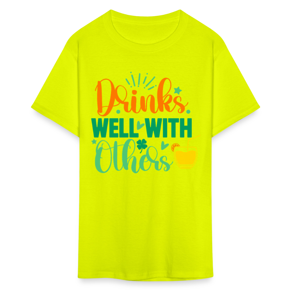 Party-Ready Tee – Drinks Well with Others Funny Shirt - safety green