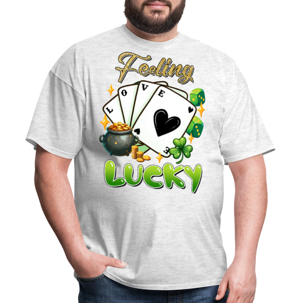 Feeling Lucky Graphic Tee Irish Luck Gambling T-shirt - light heather gray