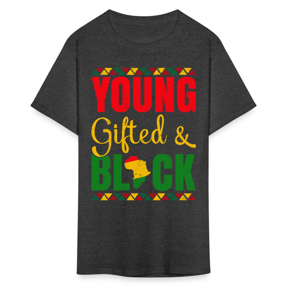 African Heritage Tee Young Gifted and Black T-Shirt - heather black