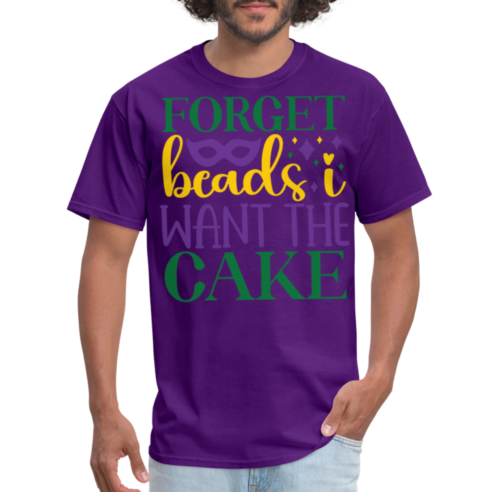 Colorful Mardi Gras Festival Tee Forget Beads I Want King Cake T-shirt - purple