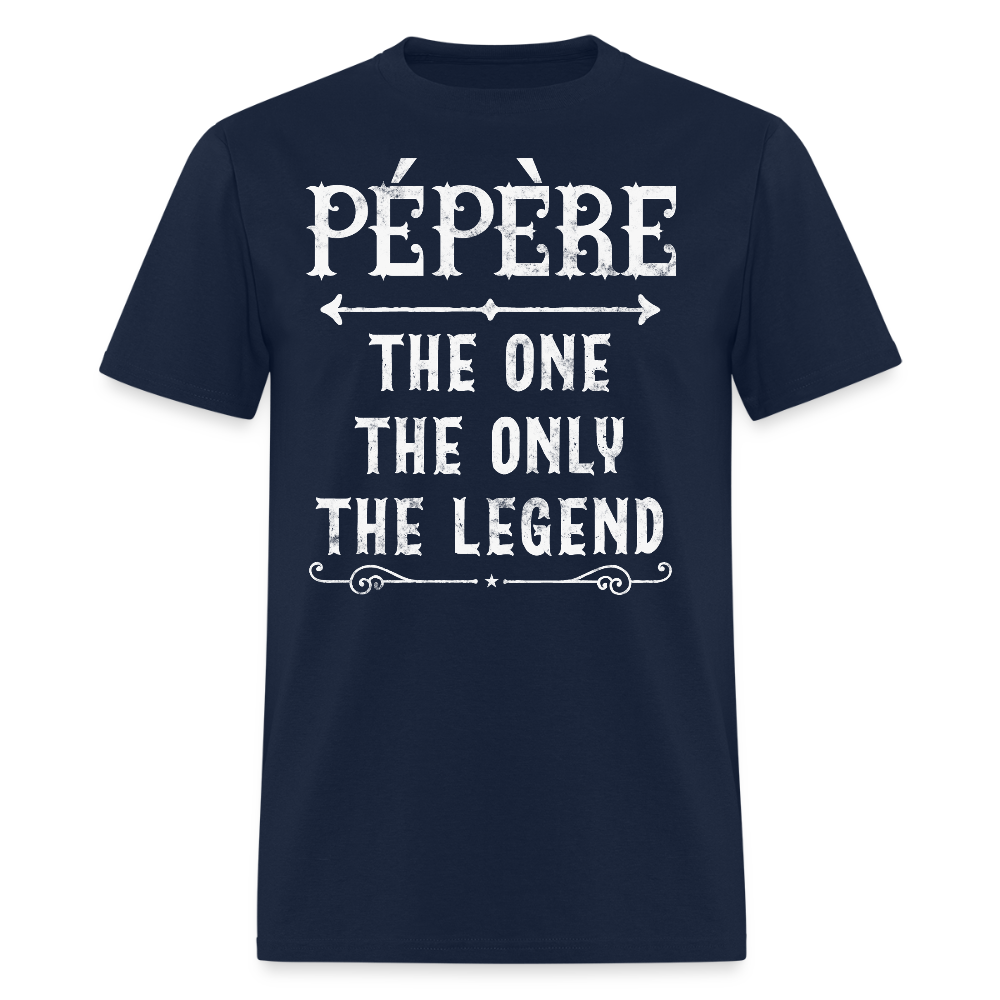 Pépère The One The Only The Legend French Grandpa T-Shirt - navy