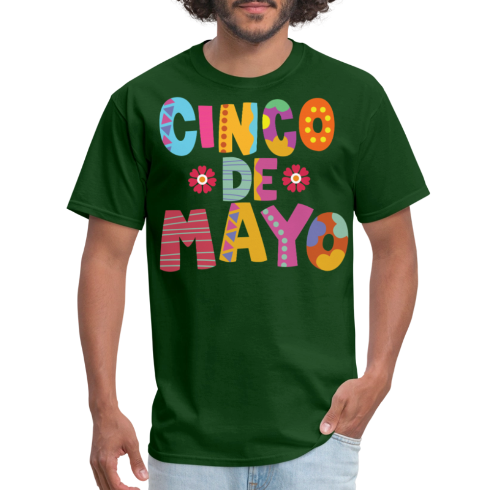 Mexican Holiday Celebration Tee Cinco De Mayo Colorful Graphic T-shirt - forest green