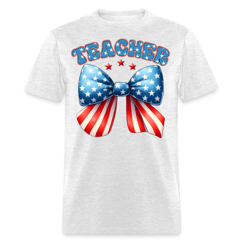 Red White Blue Teacher T-Shirt - light heather gray