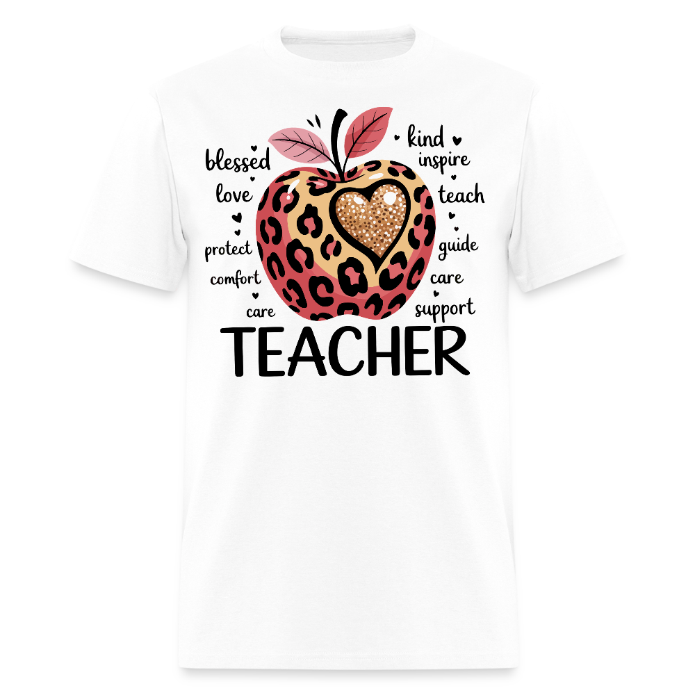 Leopard Print Teacher Appreciation T-Shirt - white