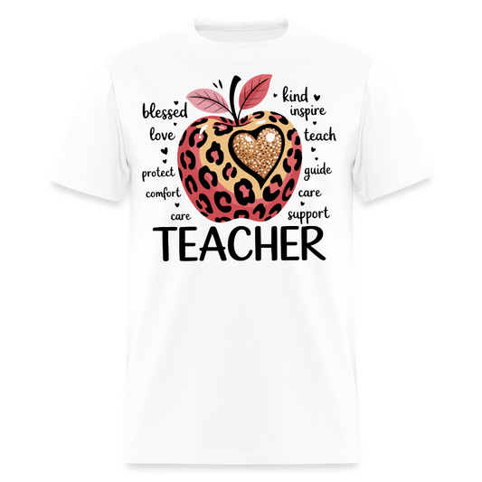 Leopard Print Teacher Appreciation T-Shirt - white
