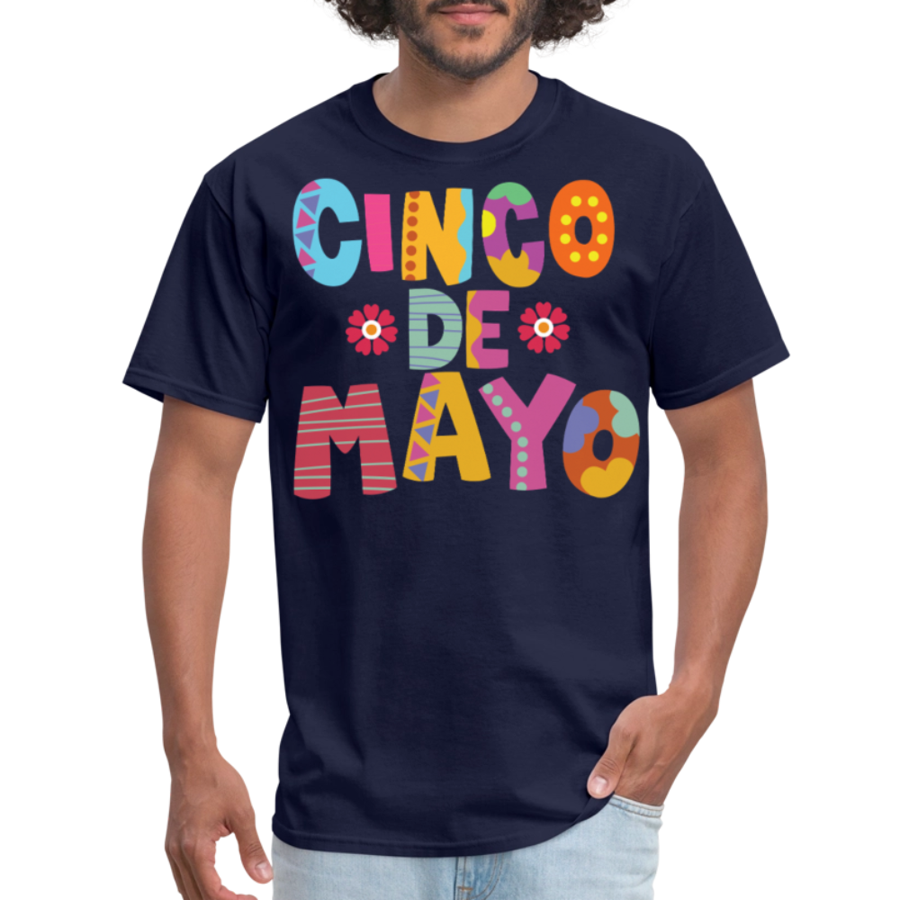 Mexican Holiday Celebration Tee Cinco De Mayo Colorful Graphic T-shirt - navy