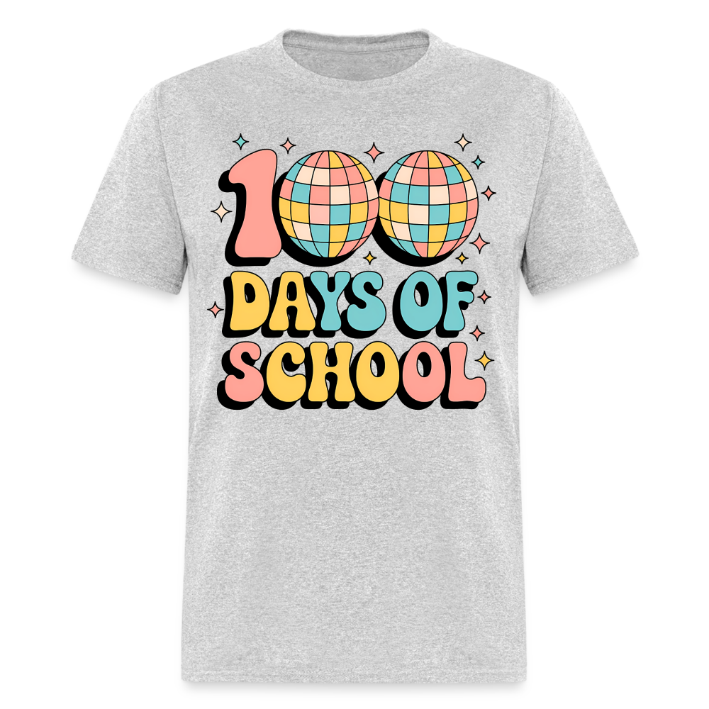 100 Days Of School Tee  For Teachers Funny Disco Theme T-shirt - heather gray