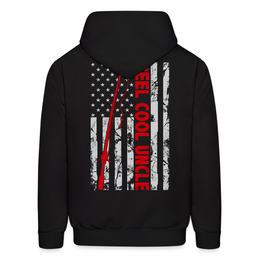Reel Cool Uncle American Flag Patriotic Fishing Hoodie - black