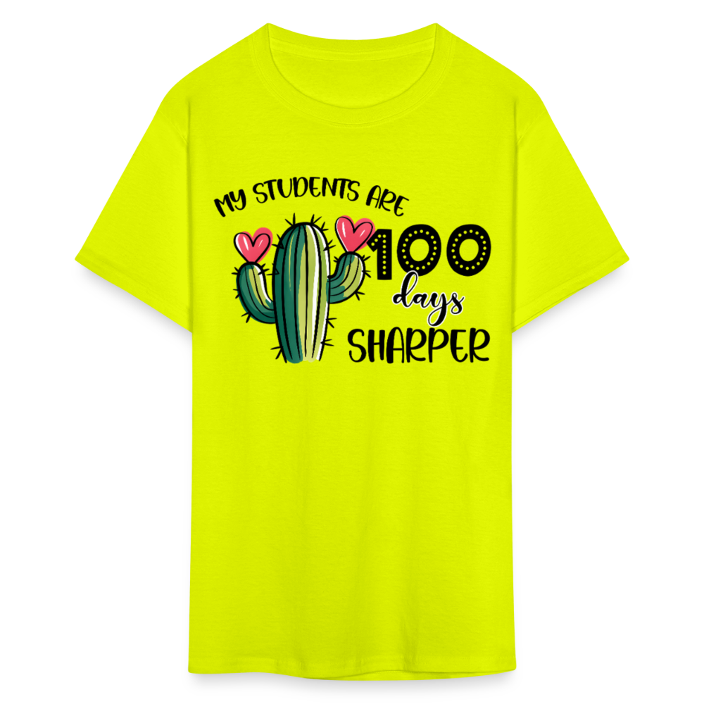 100th Day Of School Outfit For Teachers Cactus Theme 100 Days T-shirt - safety green