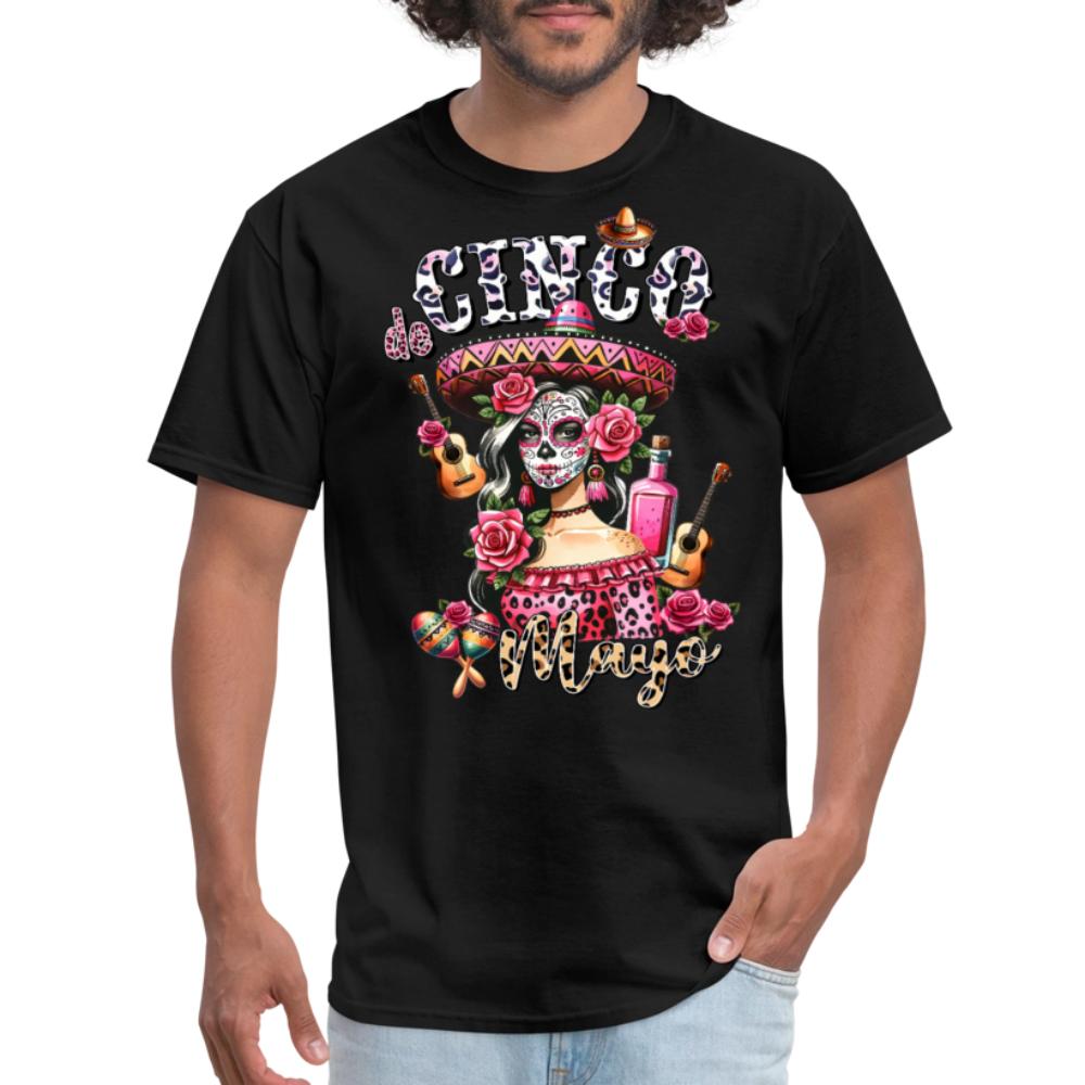 Mexican Fiesta Party Outfit Cinco De Mayo Sugar Skull T-Shirt - black