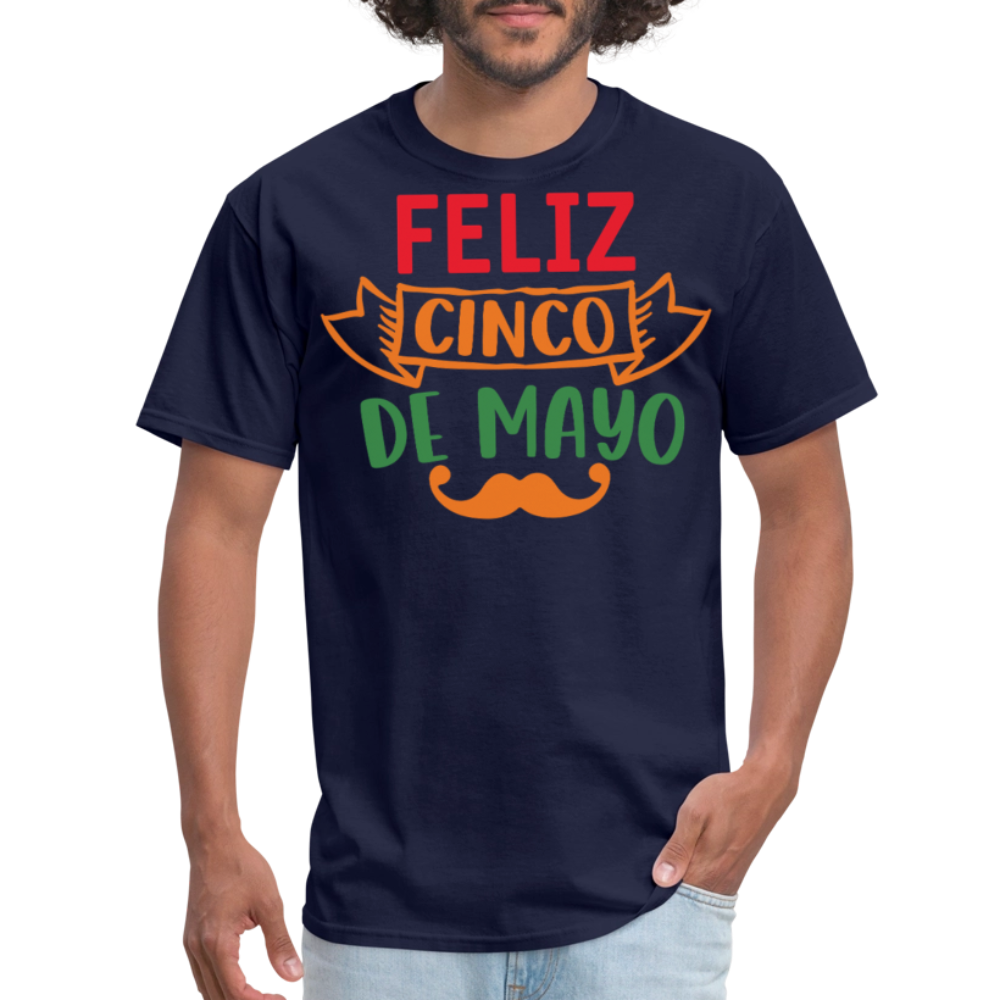 Mexican-themed Graphic Tees Feliz Cinco De Mayo T-shirt - navy