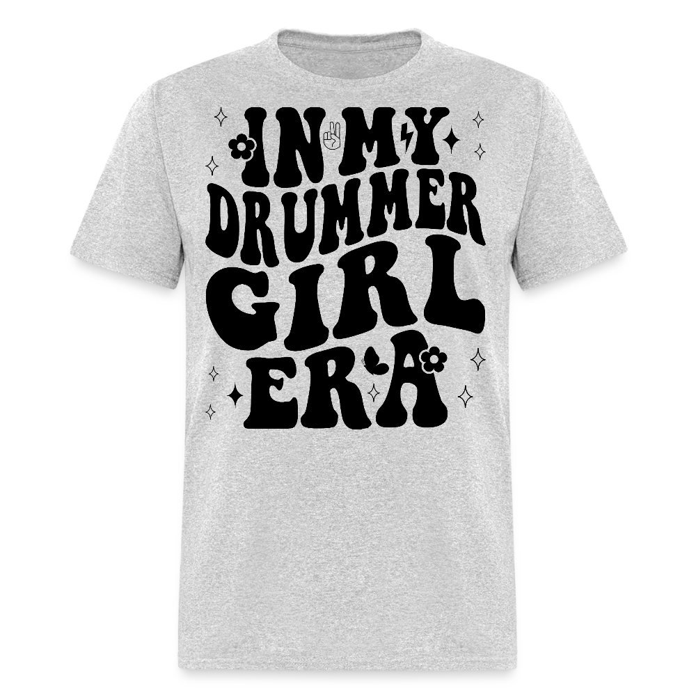 Retro Drummer Musician Girl T-shirt - heather gray