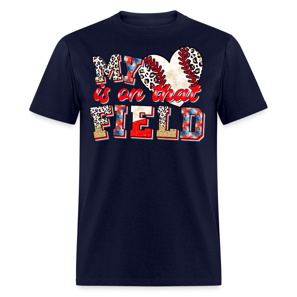 My Heart Is On That Field Cute Softball Mom T-shirt - navy